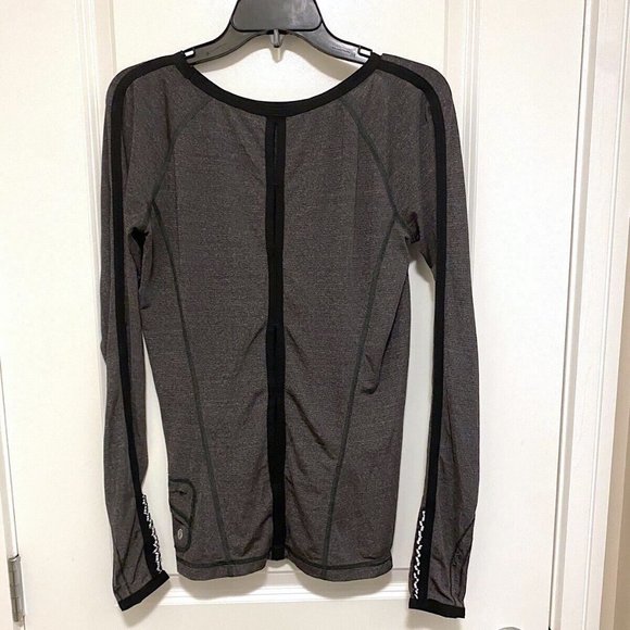 Lululemon Grey Long Sleeve Top w/Black Detail, FUN Cutouts & Reflective Trim - Picture 9 of 14